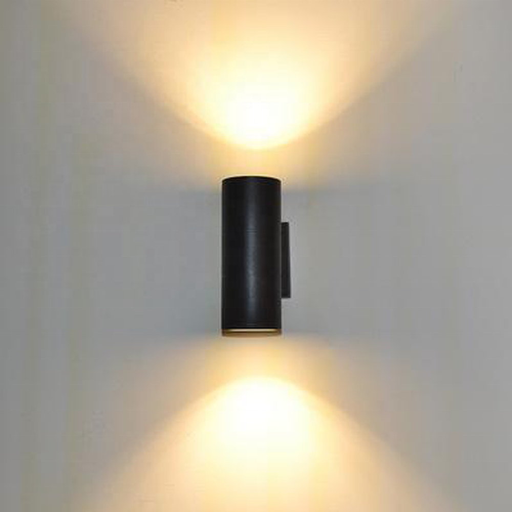 Modern hotel updown wall lights luminaria circular pared 6w 12w 15w black white round square cylinder ip65 indoor wall lamp