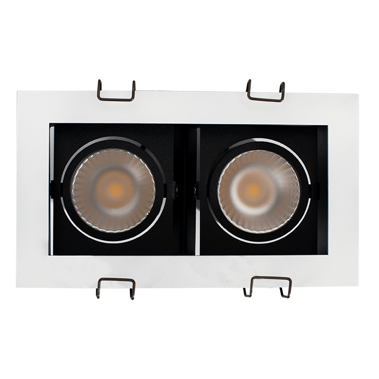 Commercial single double head black white dimmable anti glare 9w 15w 30w cob led grille ceiling square downlight