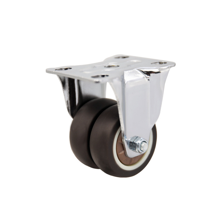 Light duty plastic swivel Ultra Quiet soft tpr twin small Flat Free fixed  chrome caster wheel screw Coffee Table castor