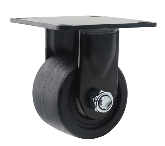 Rigid 3 Inch PA Universal With Brake 500kgs Loading Black Nylon Low Profile Caster Fixed Heavy Duty Casters Wheels