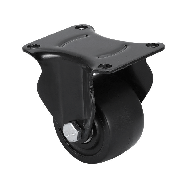 Rigid 3 Inch PA Universal With Brake 500kgs Loading Black Nylon Low Profile Caster Fixed Heavy Duty Casters Wheels