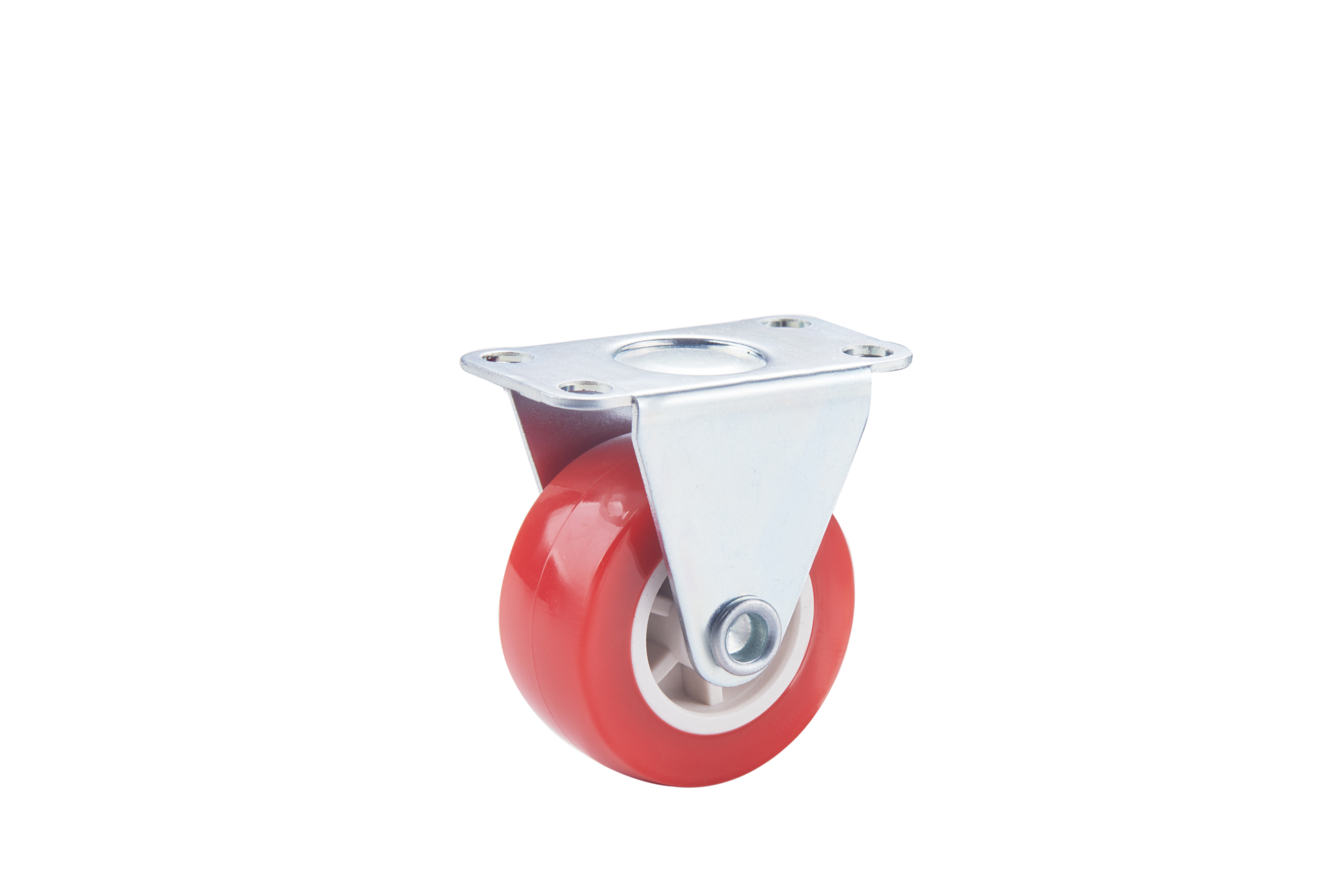 Light duty top plate red pvc furniture chair caster wheel castor with side brake