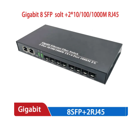 media converter 8 sfp 2 rj45 gigabit optical fiber switch for ip camera UTP Fiber Optical switch