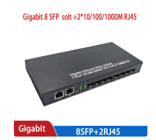 media converter 8 sfp 2 rj45 gigabit optical fiber switch for ip camera UTP Fiber Optical switch