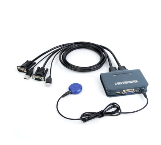 Best New 2 Ports HDMI-compatible VGA DVI KVM Switch Keyboard Mouse USB 2.0 Share Switcher Splitter Box With Remote Controller USB Cables