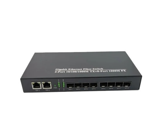 media converter 8 sfp 2 rj45 gigabit optical fiber switch for ip camera UTP Fiber Optical switch