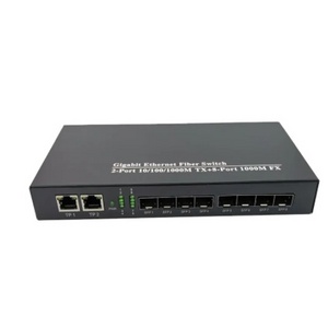 media converter 8 sfp 2 rj45 gigabit optical fiber switch for ip camera UTP Fiber Optical switch