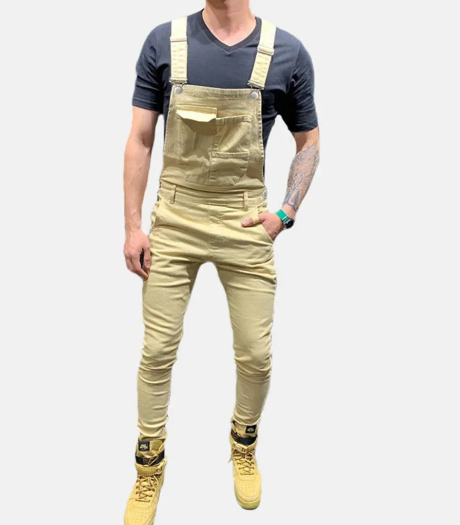 Mens Casual Cargo Overalls Casual Pants Camping Suspenders Multi Pocket Loose Outdoor Men Straight Spandex / Cotton Custom Label