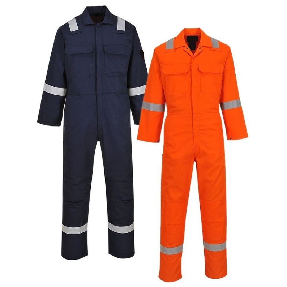 Work Wear Cotton FR Flame Reflective  Safety  Mechanic Protective Welder Two Piece Coverall Working Uniform BD