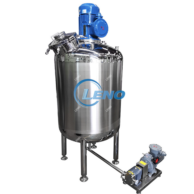 LENO Price Liquid Storage Emulsify Drum Disperser Homogenizer Heating Mixer Jacket Vessel Agitator Stainless Steel Mixing Tank