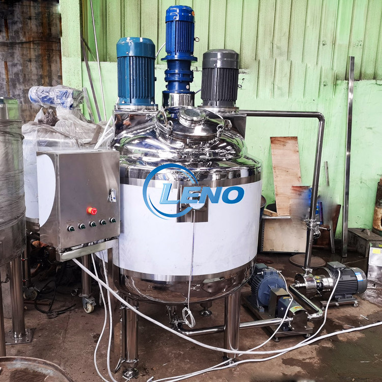 LENO Price Liquid Storage Emulsify Drum Disperser Homogenizer Heating Mixer Jacket Vessel Agitator Stainless Steel Mixing Tank