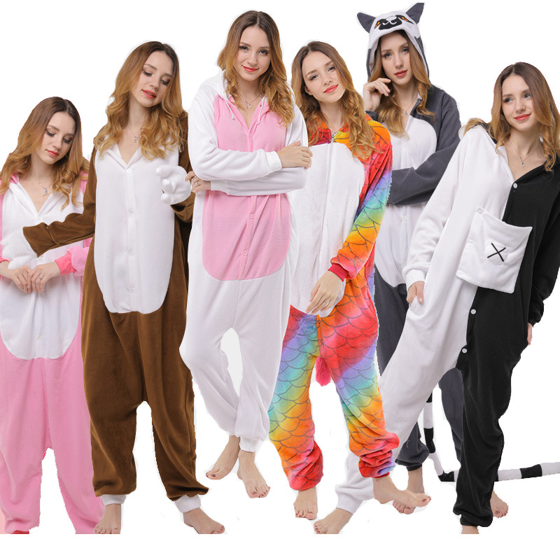 New product best-selling autumn and winter animal cartoon one-piece pajamas polar fleece adult  home wear performance costume