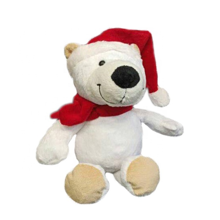 Wholesale Manufacture Soft Stuffed Plush Polar Bear Christmas Decoration Doll Toys for Gifts