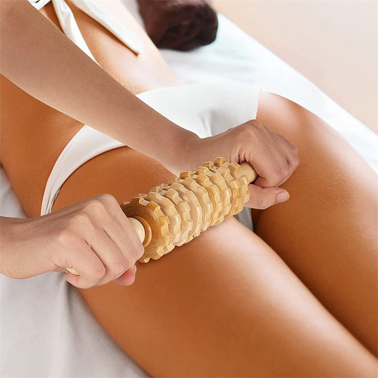 6 Pieces Wood Therapy Kit Wood Massager Roller Gua Sha Roller for Muscle Pain Relief Body Sculpting Tools