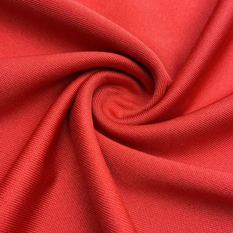 High quality 100D DTY 180gsm polyester spandex knitted solid single jersey fabric without brush for tshirts