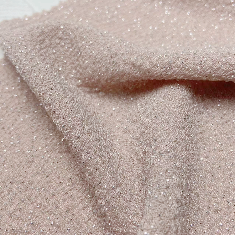 Luxury shiny 96 polyester 4 spandex knit brocade jacquard bubble crepe glitter fabric for dresses clothes