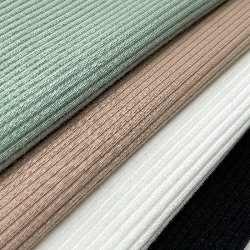 Raw material 290GSM rayon cotton spandex knitting thick 3*3 viscose ribbed fabric for winter cardigan