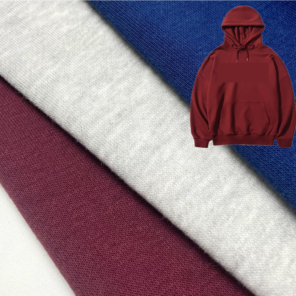 High quality DTY 30 cotton 70 polyester knitted soft brushed french terry fleece fabric for hoodie trousers