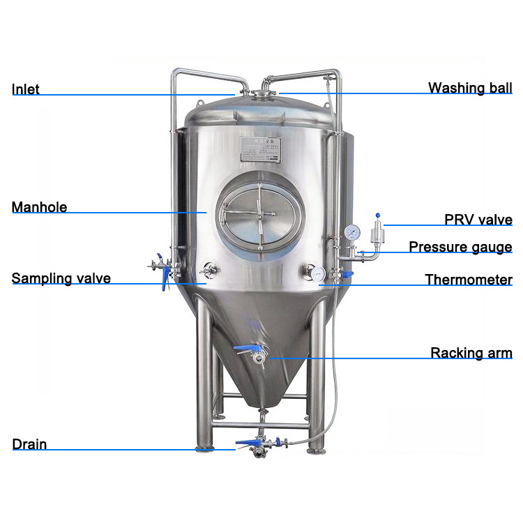 Stainless steel tank beer wine fermentation tank cooling jacketed conical fermenter 200l 500l 1000l 2000l 5000l 200gallons