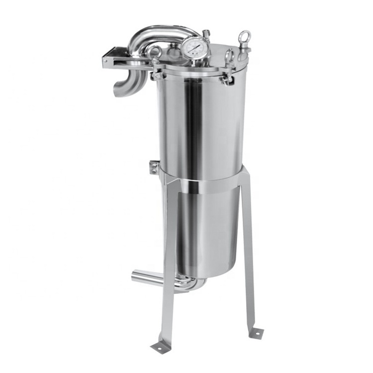 Sanitary water treatment milk beverage liquid filtration single multiple stainless steel bag filter housing