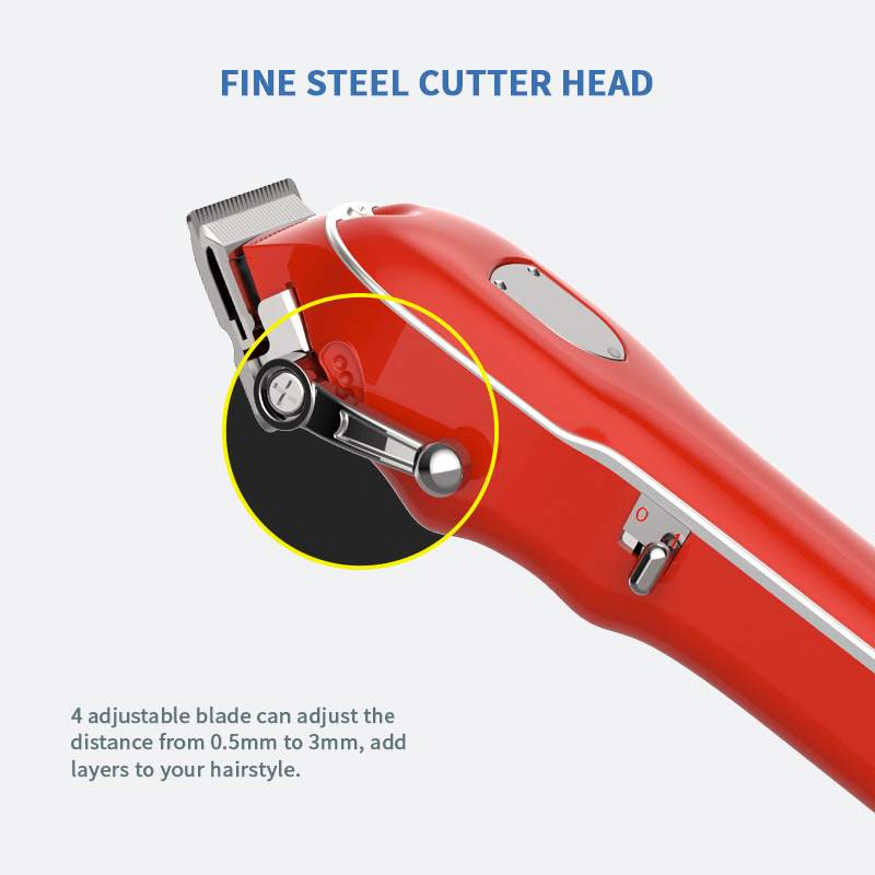 Lenrood LR-1020 dazzling red barber tools high carbon steel blade barber tools hair clippers men professional electric trimmer