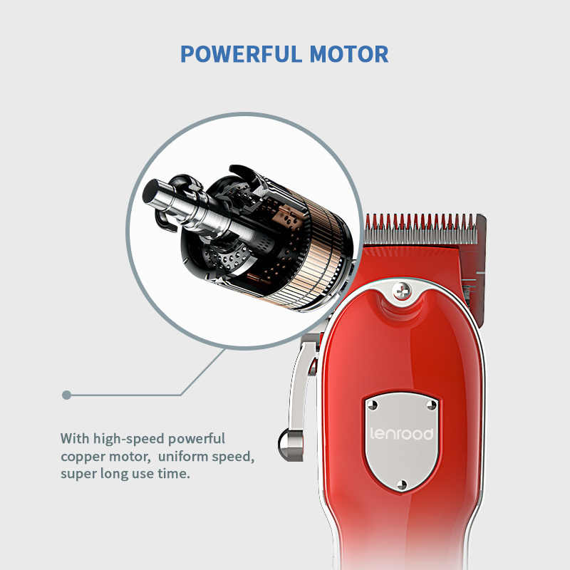 Lenrood LR-1020 dazzling red barber tools high carbon steel blade barber tools hair clippers men professional electric trimmer