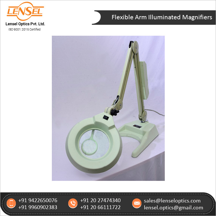 Manufacturing Premium Quality 6x & 10x Magnification Semi Deluxe Flexible Arm LED Illuminated Magnifier with Clamping Type Base