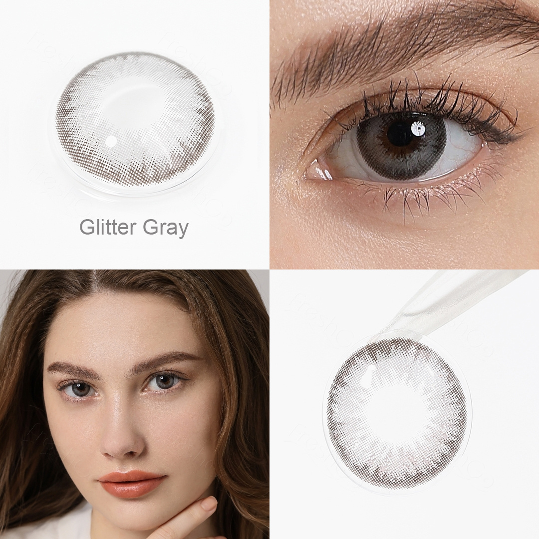 Freshgo L17 Diamond circle soft  eye contact lenses glitter gray colored contacts lenses for the eyes