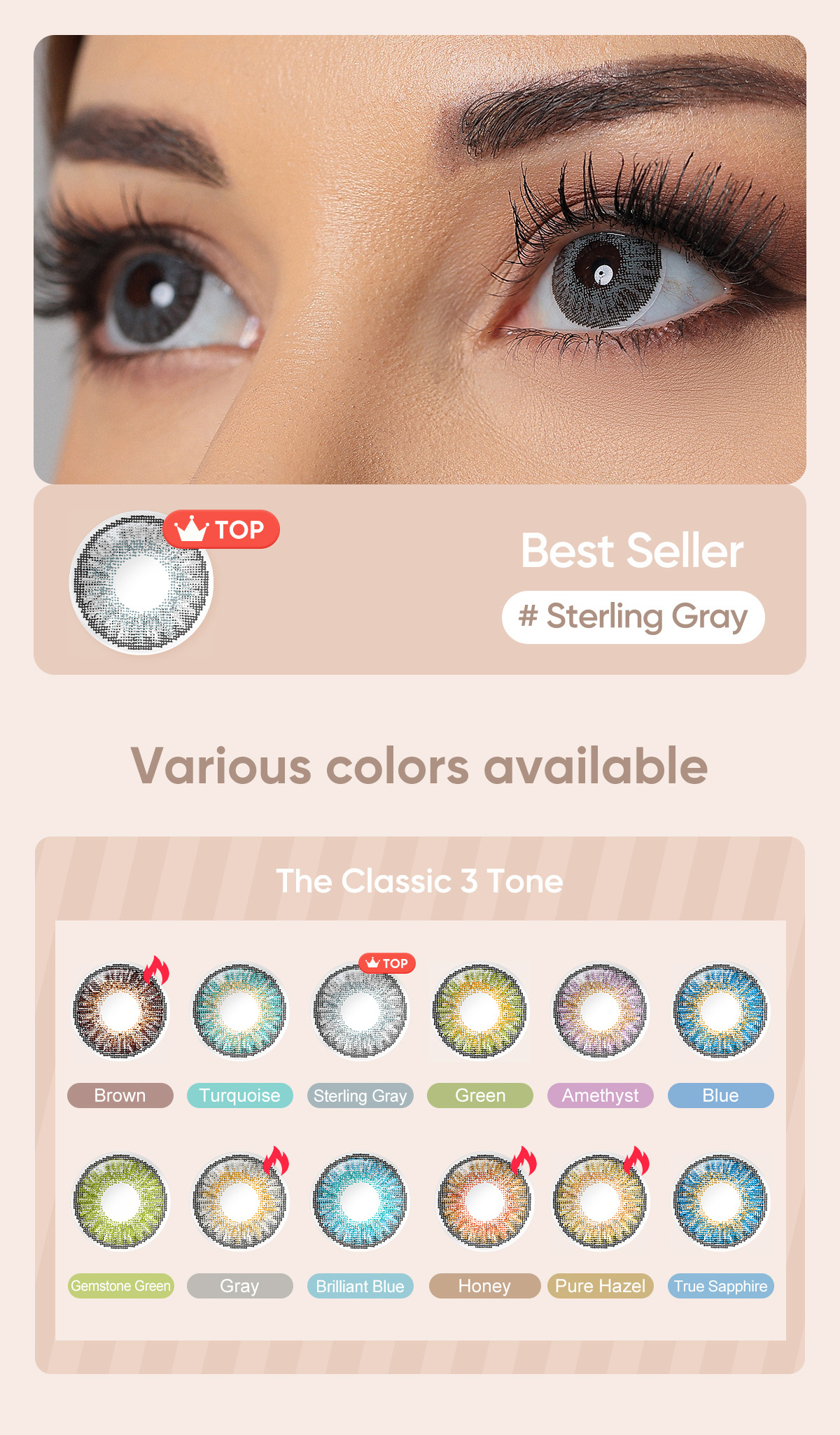 Free sample Freshgo 3 Tone contact lenses eye contact 1 year 14.5mm eye lens contact lenses wholesale Kontaktlinsen