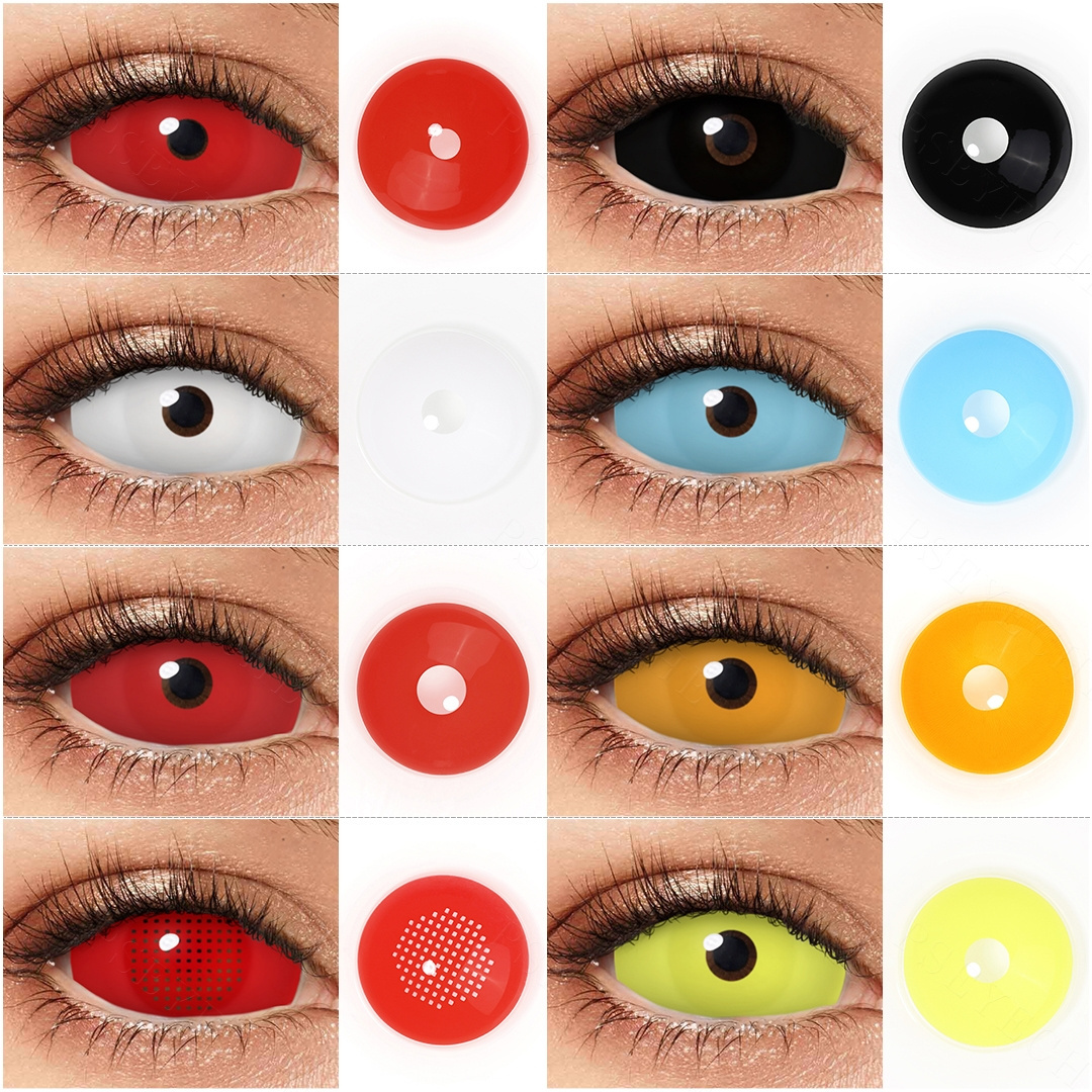 22mm Sclera Full Eye Contact Lenses Big Size Colored Contacts 1 Tone Black Contact Lenses Cosplay Anime Eye Lens