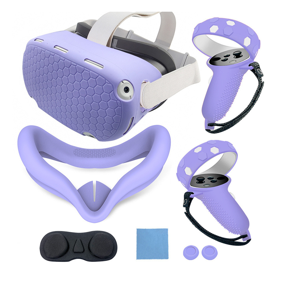 Hot Selling Face Cover and Controller Grip Skin Silicone Cover Set For Oculus Quest 2 Accessories VR Glasses Protection Headset