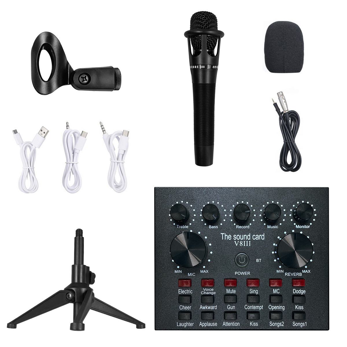 Usb Professional Audio Interface Sound Card Singing Recording Guitar Band Sound Card V8 Live Audio Microphone And Accessories