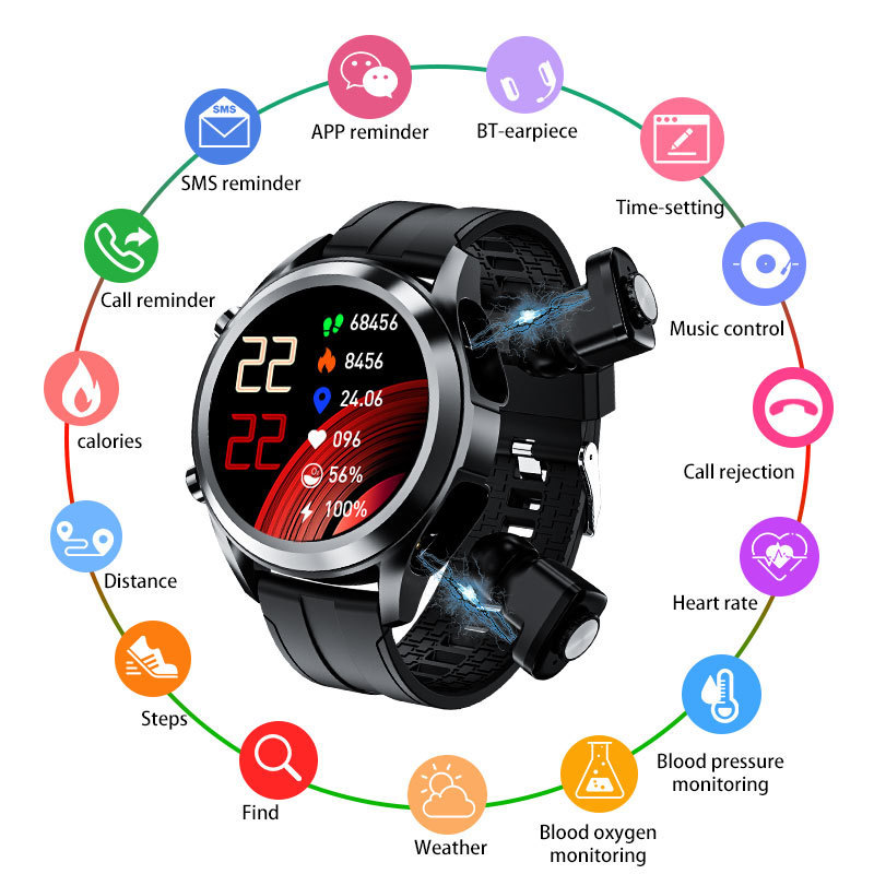 Watch factory supply T10 smartwatch with headphones and wireless earbuds BT earphone