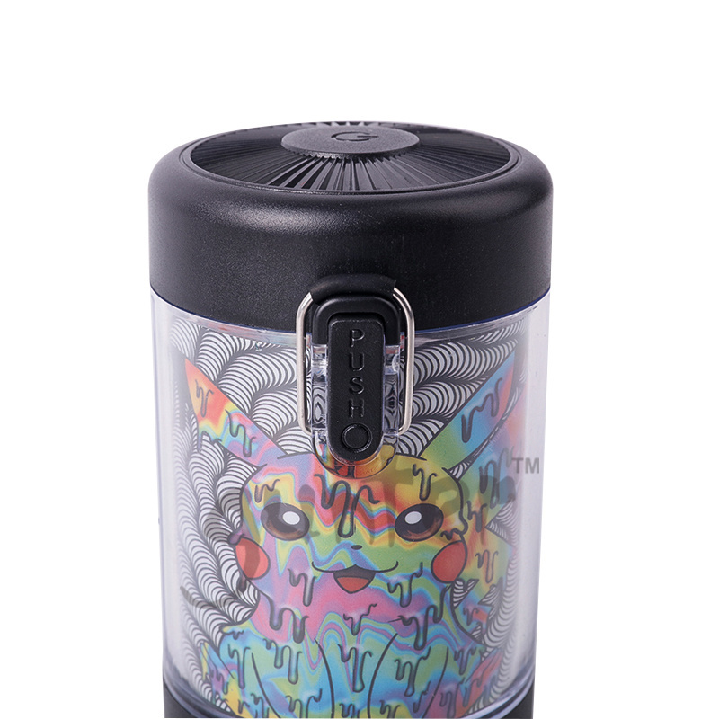 Lens New Custom Sensor LED Light Stash Jar With Maker Herb Grinder On The Bottom