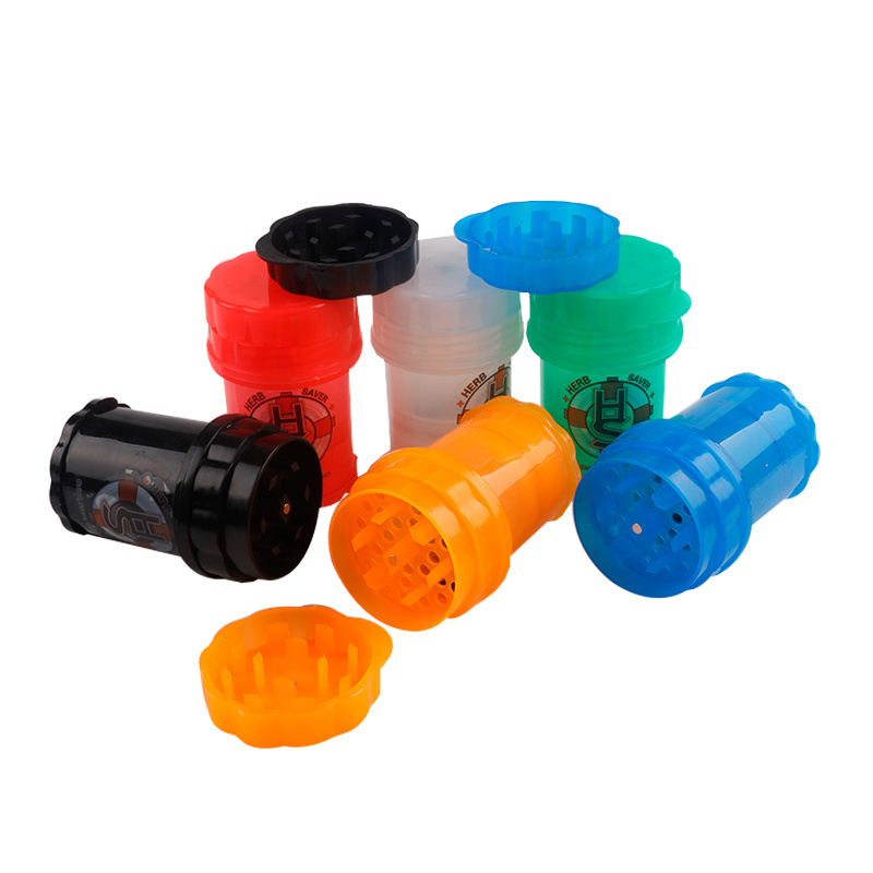 LENS Large Size 55MM 4 Part Smoking Accessories Plastic Herb Grinder with Sticker Car Plastic Grinder