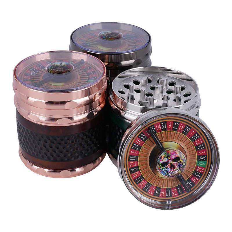 Wholesale Metal Zinc Alloy  Custom Grinder 4 Layers  LED Shape Herb Grinder