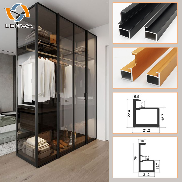 LENWA Factory New Design Low MOQ Aluminum Frame Glass Swing Door for Walk In Closet