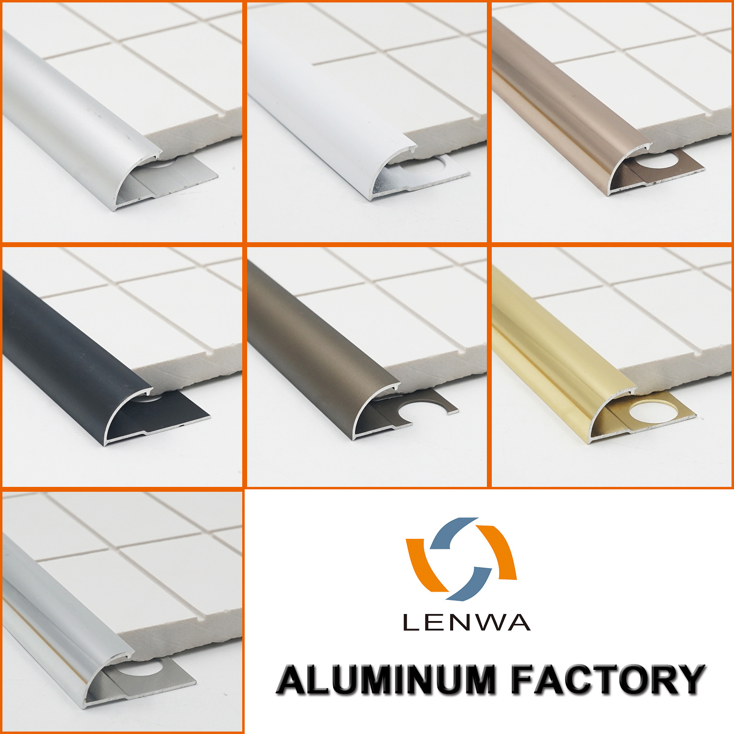 LENWA ALUMINIUM Ceramic Tile Edge Trim with L Shape,Quadrant Shape and Square Shape