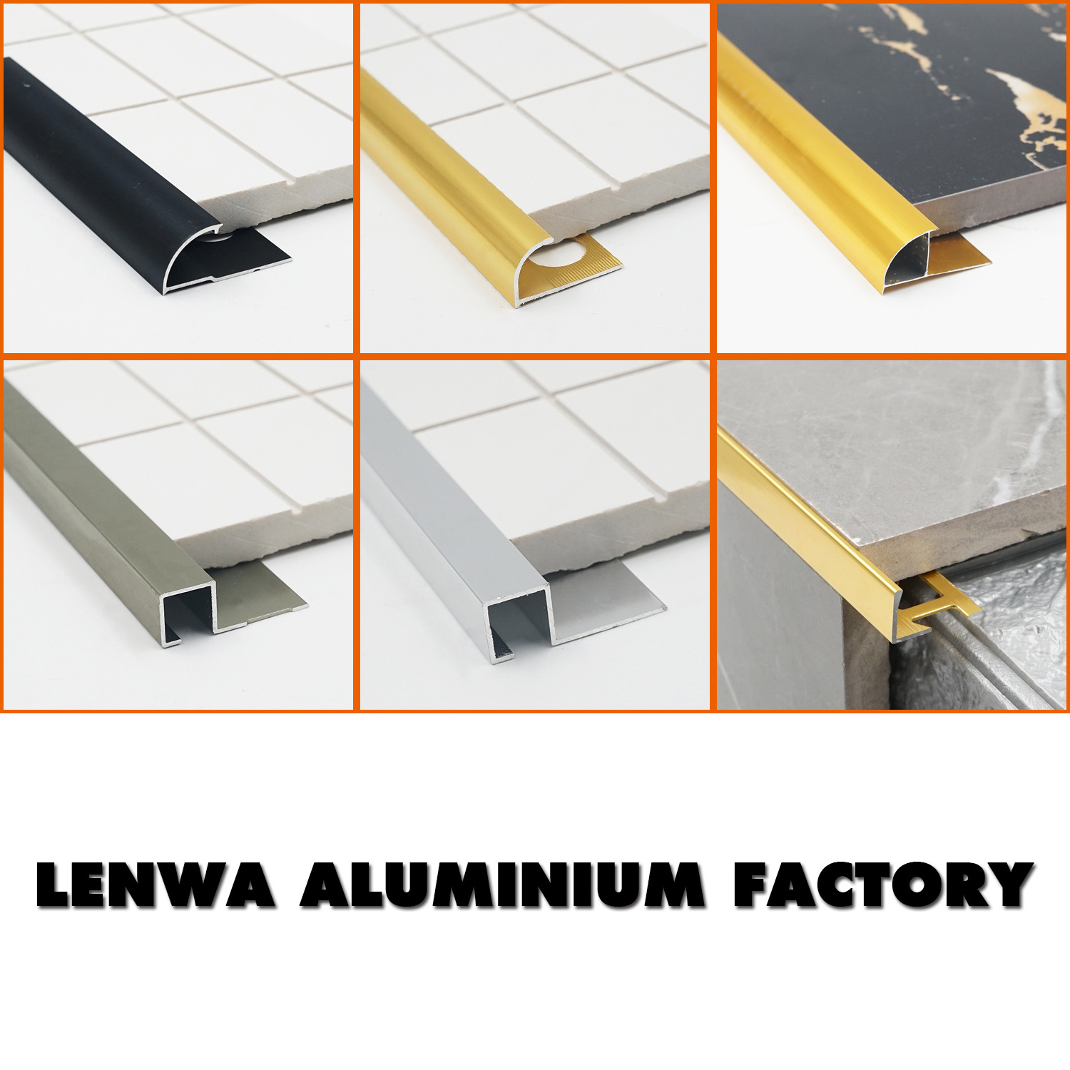 LENWA ALUMINIUM Ceramic Tile Edge Trim with L Shape,Quadrant Shape and Square Shape