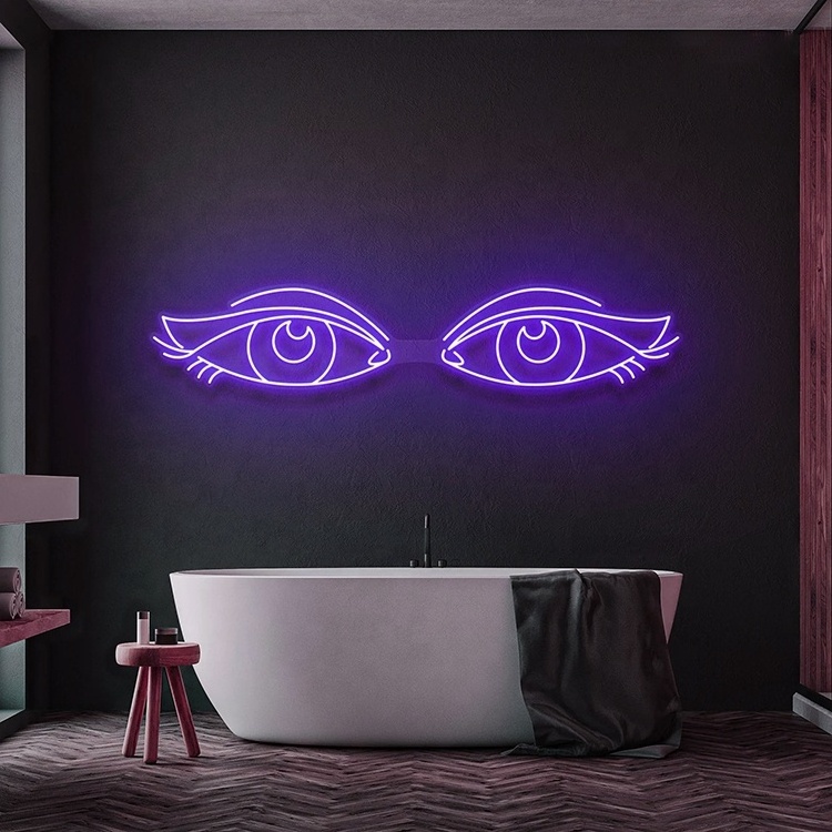 Ladies room beauty led lashes neon sign led salon store advertising neon light for wall decoration