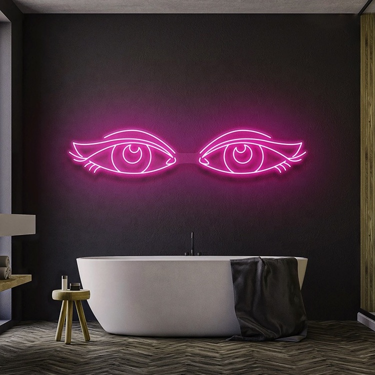 Ladies room beauty led lashes neon sign led salon store advertising neon light for wall decoration