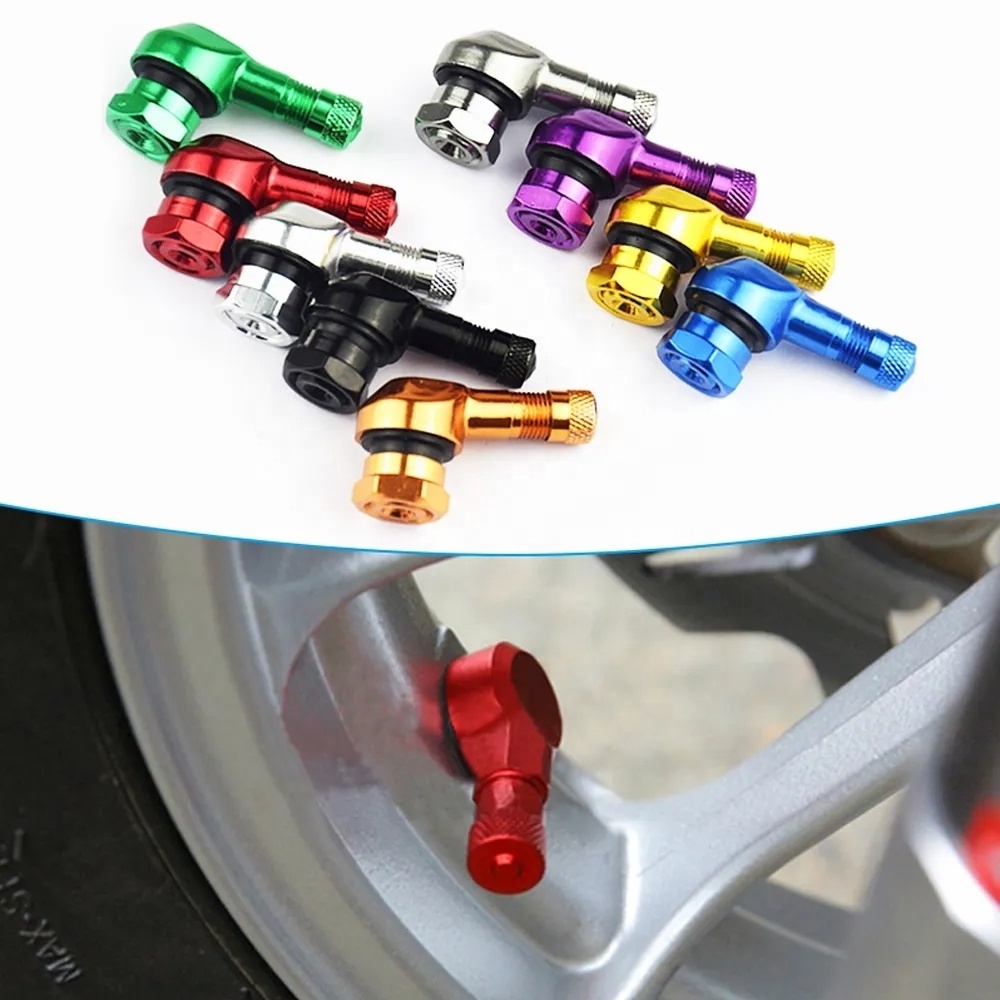 1 Pair Universal Aluminum Tire Water Jet Nozzle Motorcycle Wheel 11.3mm/7.8mm Tire Valves Stem Cap Air Tire Cover 90 Degree CNC