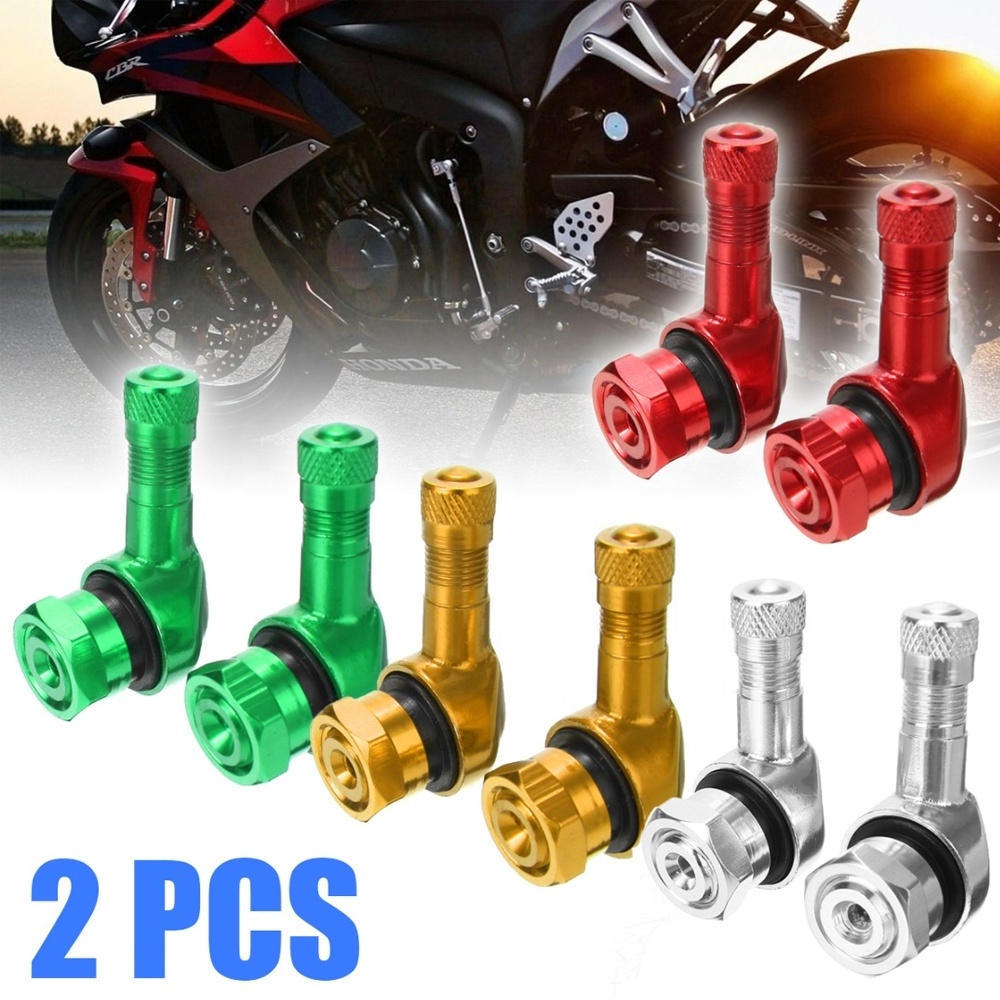 1 Pair Universal Aluminum Tire Water Jet Nozzle Motorcycle Wheel 11.3mm/7.8mm Tire Valves Stem Cap Air Tire Cover 90 Degree CNC