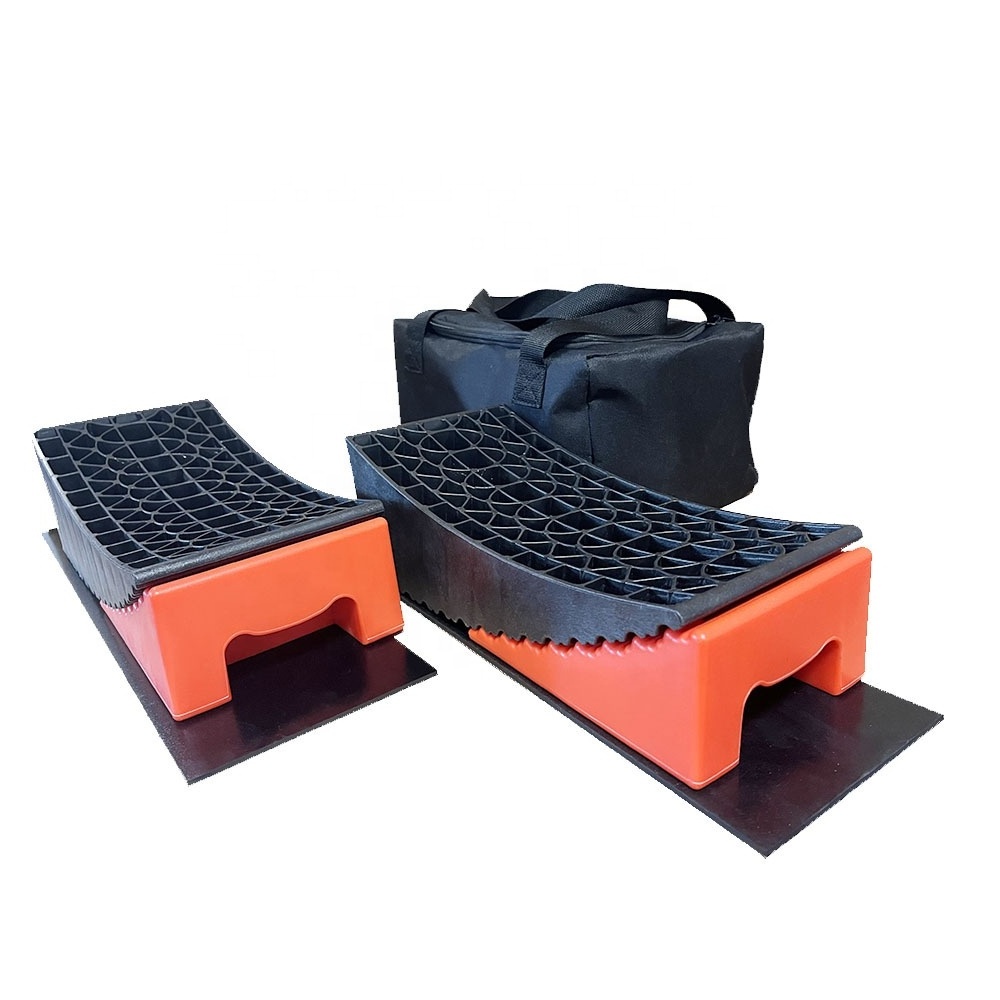 6inch Lift Height Tandem Wheel Ramp Tire Changing Ramp Leveling Blocks RV Accessories with Anti-slip Rubber Mat