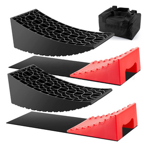 6inch Lift Height Tandem Wheel Ramp Tire Changing Ramp Leveling Blocks RV Accessories with Anti-slip Rubber Mat