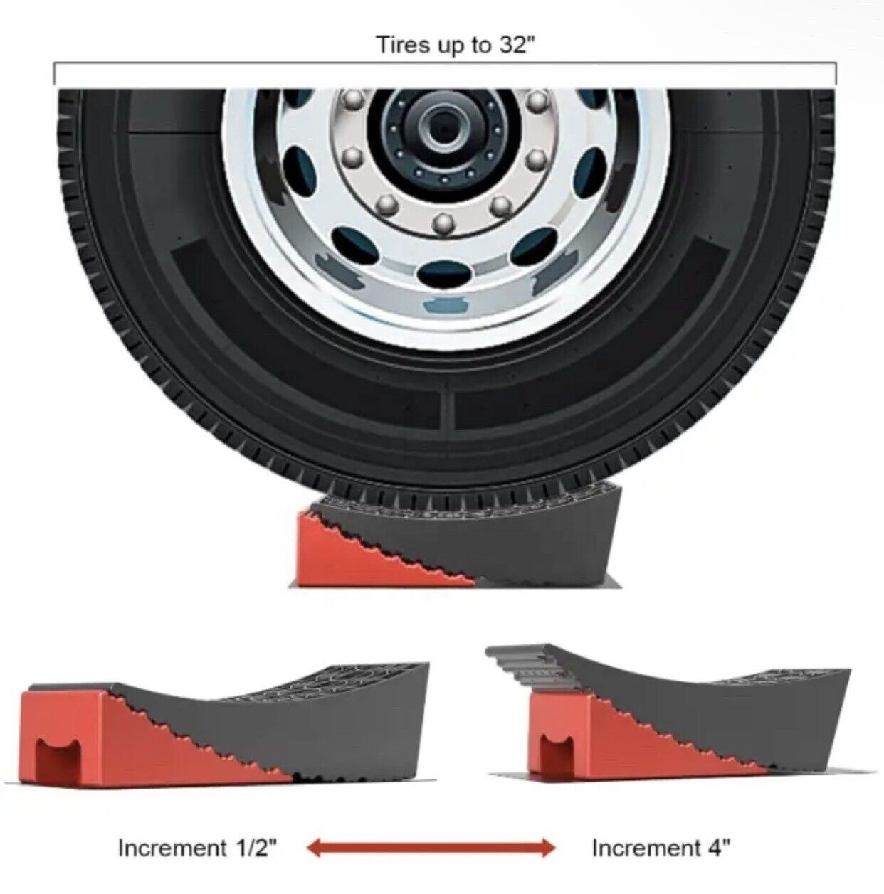 6inch Lift Height Tandem Wheel Ramp Tire Changing Ramp Leveling Blocks RV Accessories with Anti-slip Rubber Mat