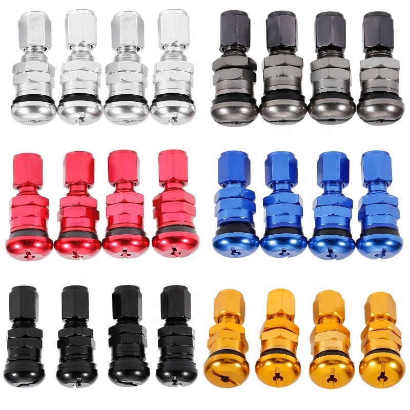 Universal Motorcycle Car Wheel Tubeless Tire Aluminum Alloy Colourful Round Air Valve Stem With Dust caps