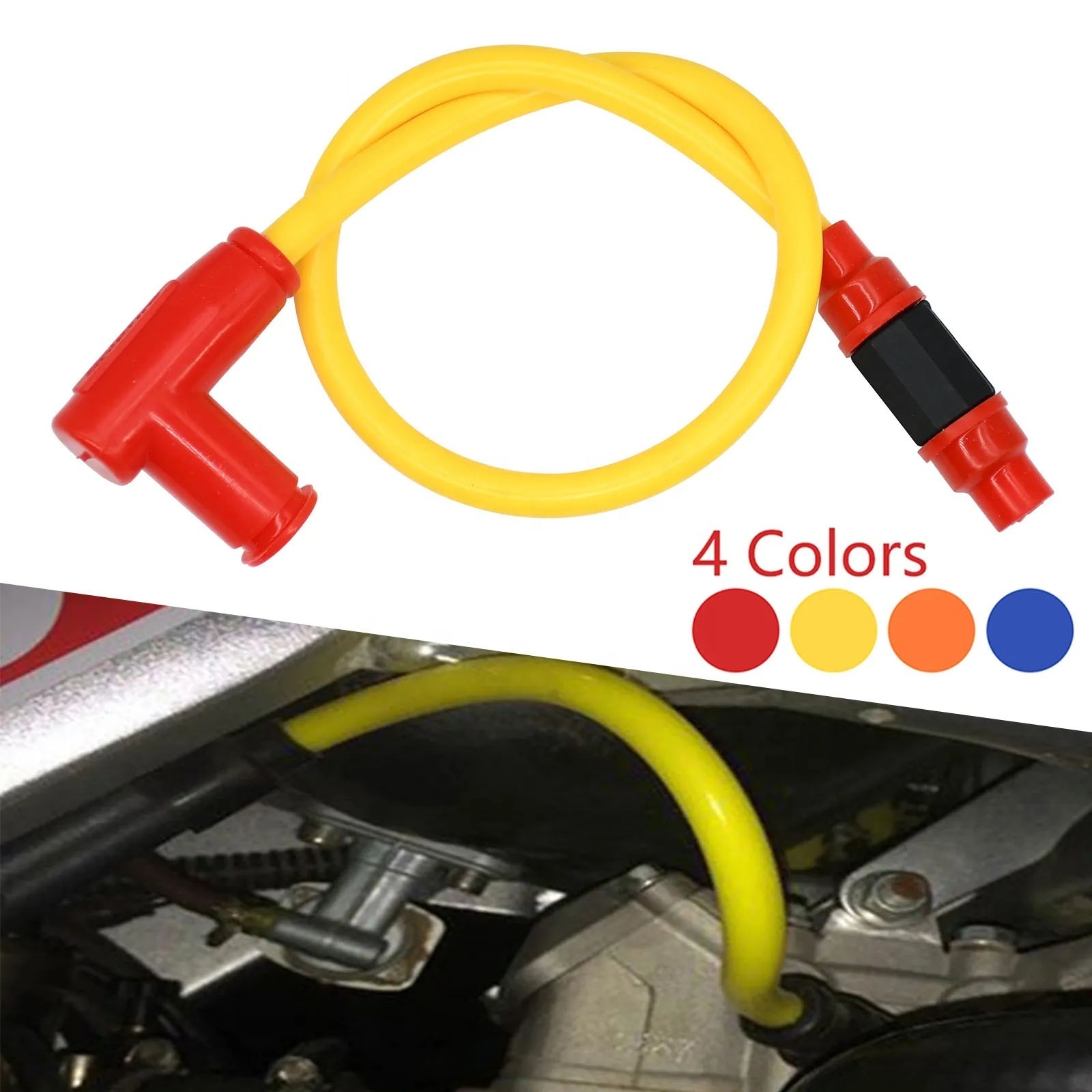 Universal motorcycle Ignition Coil Cable for Spark plug Iridium power wire ATV Racing scooter Kawasaki Yamaha