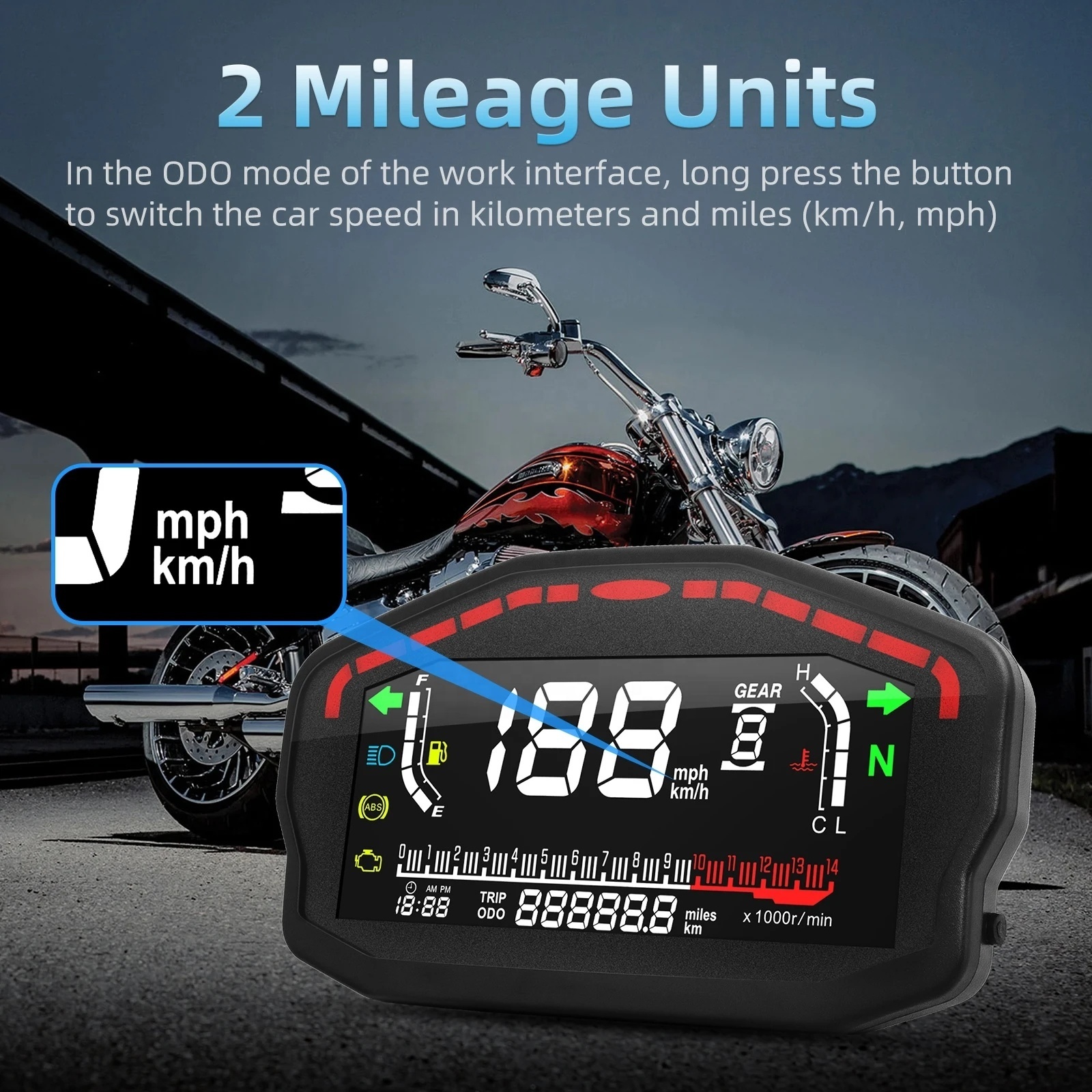 Cylinders Universal Speedometer Motorcycle LCD Digital Odometer Fuel Meter Display Dashboard Speedometer For Honda