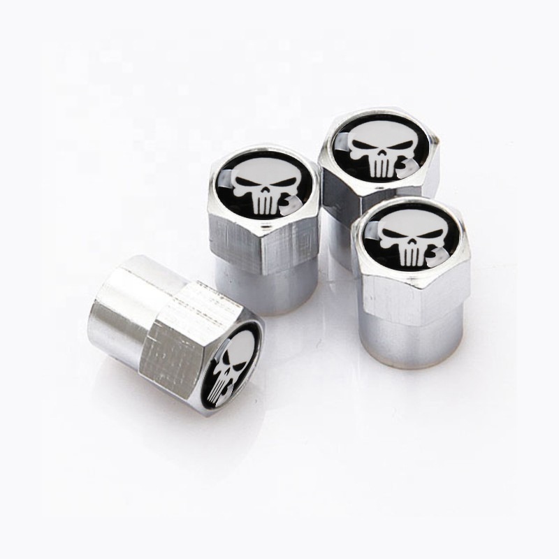 4Pcs Steel Tire Valve Stem Caps Metal with Rubber Ring Dust Proof Cover silver car tire valve stems cap for Cars SUVs Bicycle